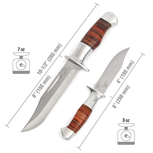 Mossy Oak 74889 Fixed Blade Bowie Knife, 2-Piece Hunting Knife With Leather Handle Featuring Laser Pattern, Sheath Included thumb #1