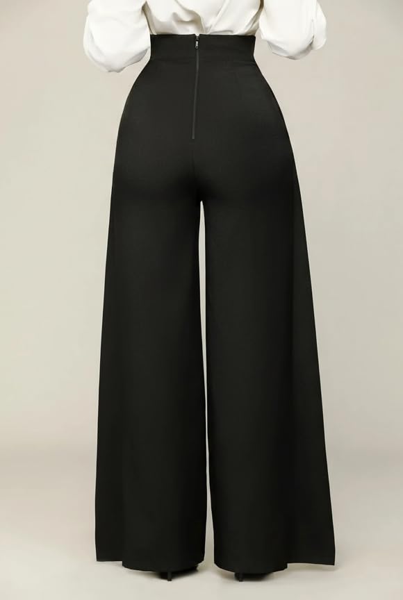 Image of GRECIILOOKS Trousers for Woman | Womens High Rise High Waist Flared Korean Style | Formal Pant for Women Office Wear| Track Pants for Womans Elegant for College & Events (Available in Plus Size)