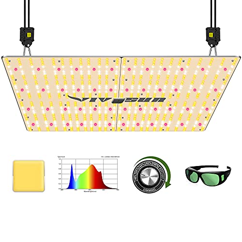 VIVOSUN Latest VS4000 LED Grow Light with Samsung LM301H Diodes & Brand Driver Dimmable Lights Sunlike Full Spectrum with Grow Room Glasses for Indoor Plants Seedling Veg and Bloom Plant Growing Lamps