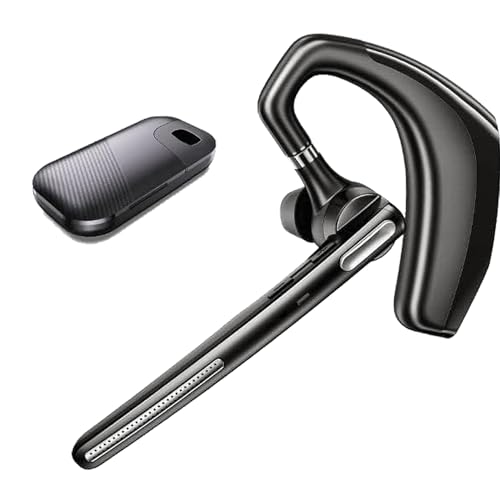 Bluetooth Headset with Noise-Canceling Microphone, 110-Hour Battery Life, 500mAh Long-Lasting Charge - Wireless Earpiece for Phones & PC, V5.1 Dual-Device Connection, Lightweight Comfort Fit