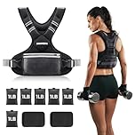 PACEARTH Adjustable Weight Vest 1.8-4.5kg X-Shape Weighted Vest for Women and Men, Home Workout Ironsand Vest with Zipper Pouch and 6 Weight Packs, Black