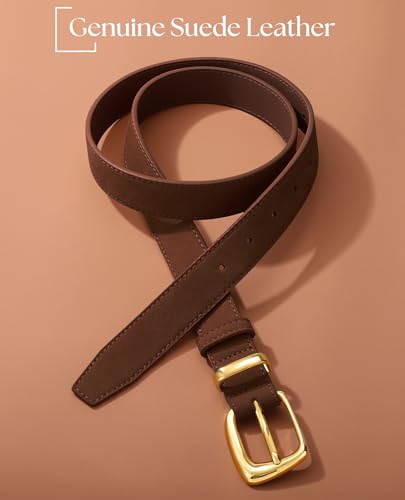 Women Suede Leather Belt for Dresses Jeans Fashion Gold Buckle Ladies Waist Belts2