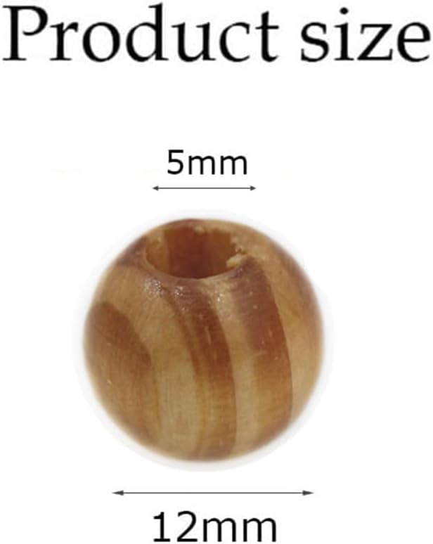 BetterJonny 400Pcs Large Hole Natural Wood Beads, 12mm Round Wooden Spacer Beads for Macrame Bracelet Jewelry Craft Making - Image 6