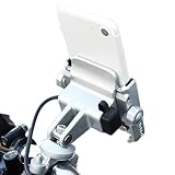 NikoMaku Motorcycle Phone Holder with Charger Phone Mount 5V 2A USB Port Metal Aluminum Alloy Handle
