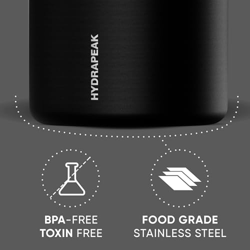 Image of Hydrapeak 18oz Stainless Steel Vacuum Insulated Food Jar for Hot Food and Cold Food, Wide Mouth Leak-Proof Soup Jar for Adults, 10 Hours Hot and 16 Hours Cold (Black)