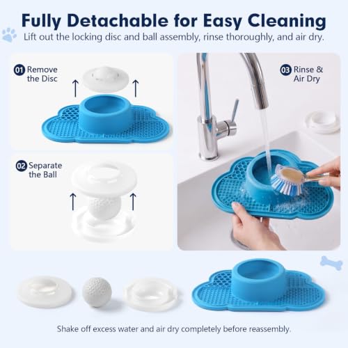 Image of Anti-Slip Slow Feeder Dog Bowl and Lick Mat with Rolling Ball