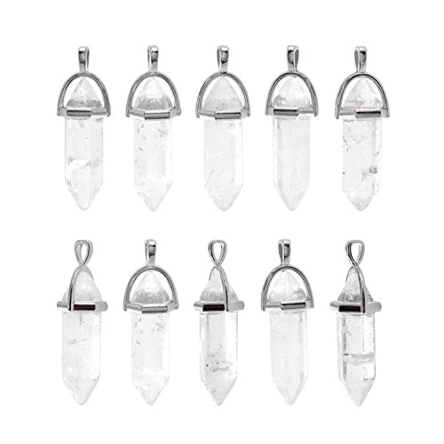 quartz crystal pendant necklace - Wholesale 10 PCS Clear Quartz Crystal Stone Point Healing Reiki Chakra Pendants for Jewelry Making