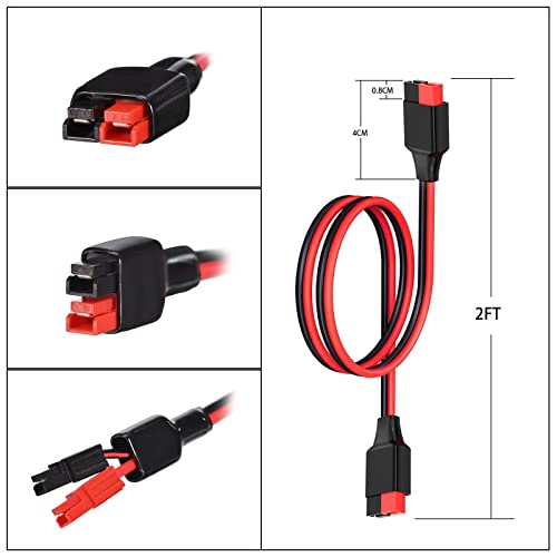 ELFCULB 10AWG 2FT Anderson Extension Cable 2 6 10 20 35 50FT Solar Extension Cable Anderson Connector for Portable Power Station Solar Generator Solar Panel (2FT) - Thumbnail 5
