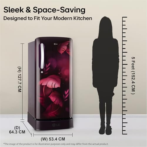 Image of LG 185 L, 5 Star, Smart Inverter, Direct Cool Single Door Refrigerator (GLD1956ZAPI, Purple Ilan, Fit Max Chiller Tray, Base stand with Drawer & Runs on Home Inverter)