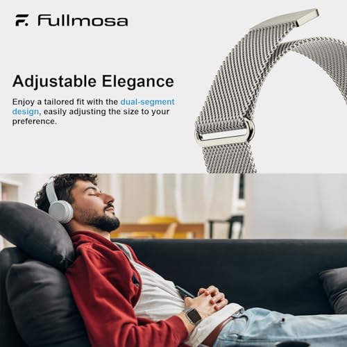 Fullmosa Compatible with Apple Watch Strap 49mm 46mm 45mm 44mm 42mm Women Men, Stainless Steel Milanese Loop Replacement Bracelet for iWatch Bands Ultra3/2/1 SE Series 11 10 9 8 7 6 5 4 3 2 1,Starlight by Fullmosa - Image 5