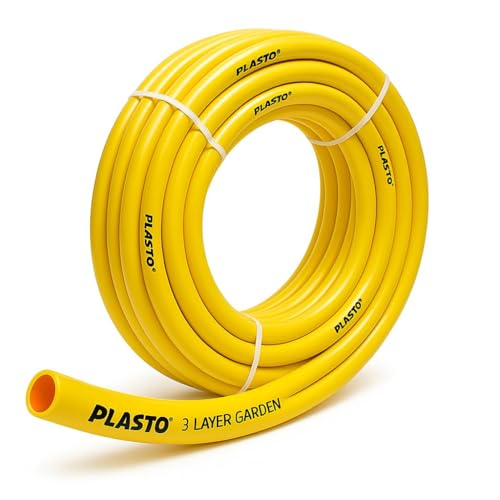 Image of PLASTO Garden Pipe 30 Mtr (100ft), 3 Layer, Heavy-Duty Flexible Water Hose with Hose Connector, Anti-Kink, Weatherproof, 2-Year Warranty, (1 /2 Inch / 15mm)