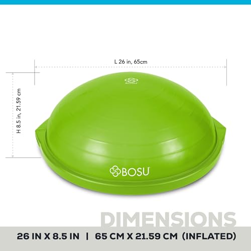 Image of Bosu Balance Ball Exercise Trainer, Home Gym Equipment w /Guided Workouts & Pump, 26 inch Inflatable Fitness Platform for Strength Training, Standing, Balancing, and Core Workout