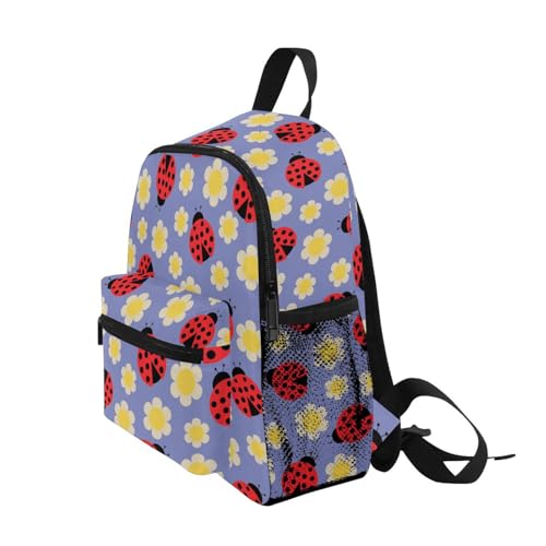Ladybugs Flowers Toddler Backpack, Kids Preschool Kindergarten School Bag 12 Inch Bookbag Casual Daypack for Boys Girls3