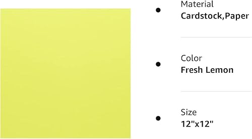 Miniatura 10 de Hamilco Papel de cartulina de color para álbumes de recortes, papel de cartulina de 12 x 12 pulgadas, cubierta de 65 libras, paquete de 25 (amarillo