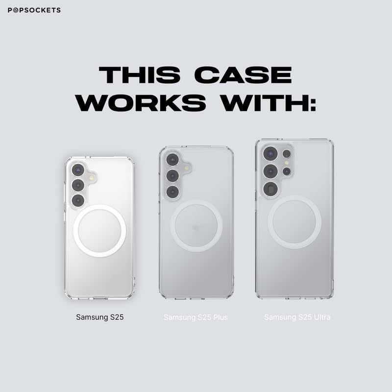 Image of PopSockets Samsung Galaxy S25 Phone Case Compatible with MagSafe, Black - Transluscent Black