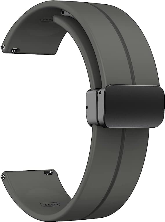 D-tronDtron 22mm Silicone Magnetic Loop Smart Watch Replacement Band Universal Strap Compatible with Samsung Watch 3 45mm / Samsung Gear S3 Classic/Frontier/Huawei GT2 / Fossil Q(Only Straps)