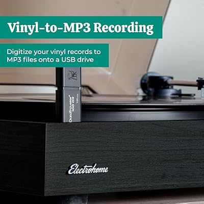 Electrohome Montrose Record Player Stereo System, 4 Bluetooth Powered Bookshelf Speakers, Belt-Drive Bluetooth Turntable with Audio-Technica Stylus, Vinyl-MP3 Recording, Built-in Preamp