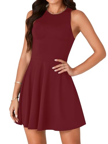 Image of LYANER Women's Tank Sleeveless Flared Hem Swing A Line Cocktail Party Mini Short Dress