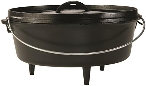 LODGE Camp Dutch Oven with Lid, non-stick months, Charcoal, 6 Quart