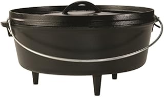 LODGE Camp Dutch Oven with Lid, non-stick months, Charcoal, 6 Quart