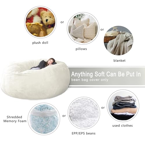 4FT Bean Bag Chair Cover - Soft Fluffy Dutch Velvet Bean Bag Cover (No Filling, Cover Only), Comfy 4FT Bean Bag Cover, Large Lazy Sofa Cover by HOWSEESNOW - Image 4