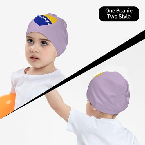 National Emblem of Bosnia and Herzegovina Children Hip Hop Knitted Hat Kids Elastic Leisure Knit Cap Warm Sleep Beanies Black4