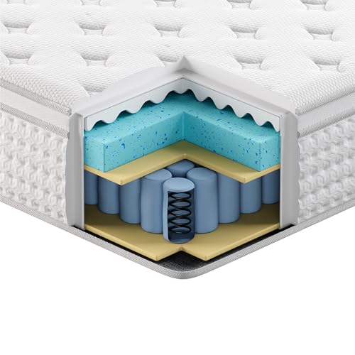 Image of 10 inch Queen Size Mattress in a Box, Memory Foam with Pocket Springs Coils Hybrid Mattress for Support, Pressure Relief, Medium Firm, 120 Night Trial
