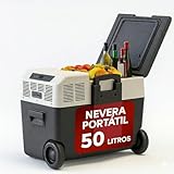 Inuitz Tragbare elektrische Kühlbox, 50 l, Kompressor, 12 V, für Auto und Abenteuer, maximale Effizienz, verstärkte Räder und Hochleistungs-PU-Isolierung, Auto-Kühlschrank