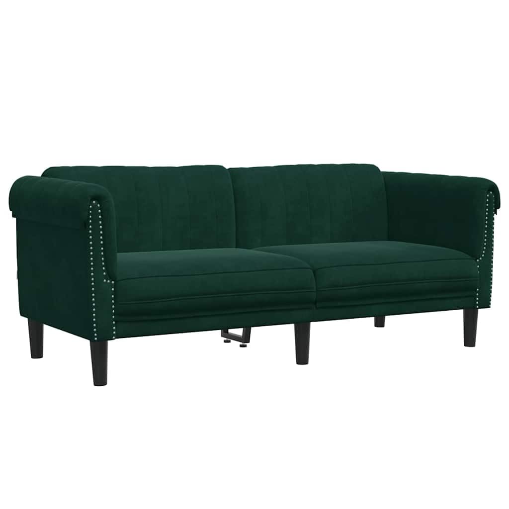 Sofá de terciopelo estable con patas de madera y acabados de alta gama
