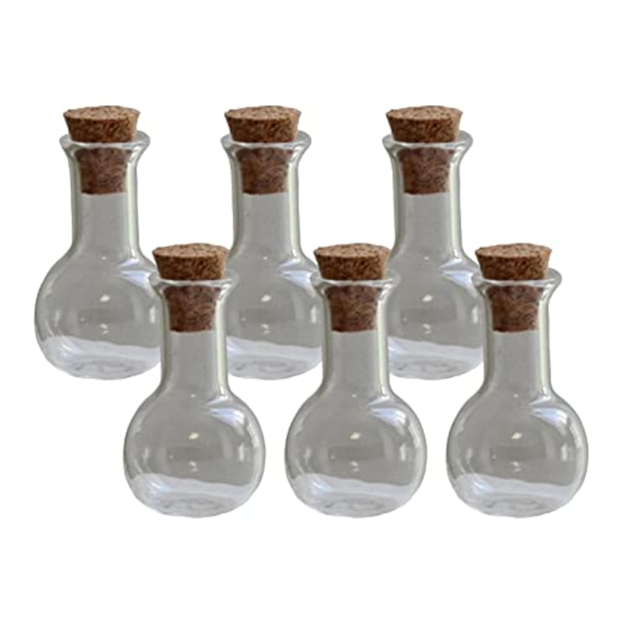 6X Mini Glass Bottles with Cork Stopper