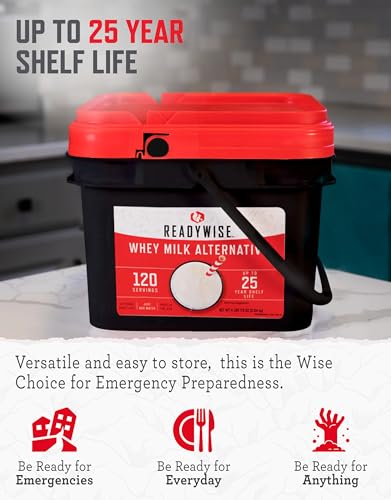 ReadyWise Whey Powdered Milk Alternative - 120 Servings Bucket, Emergency Food Supply, Protein Camping Meals, Survival Kit & Camping Essentials, Bug Out Bag Supplies, up to 25 Year Shelf Stable Life - Thumbnail 3