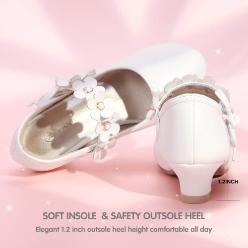 PANDANINJIA Girls White Dress Shoes Toddler Kids Heels Pumps Size 3 by PANDANINJIA - Used condition - Image 5