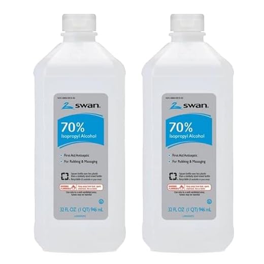 Swan 70% Rubbing Alcohol, 32 Fl oz (Pack of 2)