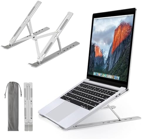 2 Supporti Alzalaptop Portatili Invisibili – Pieghevoli, In Lega Di Zinco, Con Adesivo 3M, Altezza 3cm, Per Scrivania E Viaggio