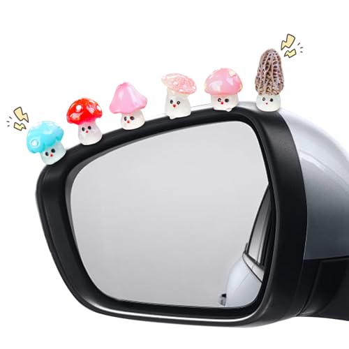 SuperKaKa 6Pack Cute Car Rearview Luminous Mushrooms Ornaments - Vehicle Rear View Mirror/Dashboard/Touchscreen Top Funny Adorable Decor Set, Cars Interior Accessories for Women Men