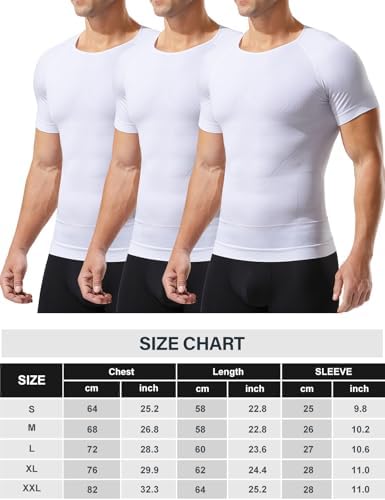 Casey Kevin Mens Medium Compression Shirts Short Sleeve Shapewear 3 Pack - 5