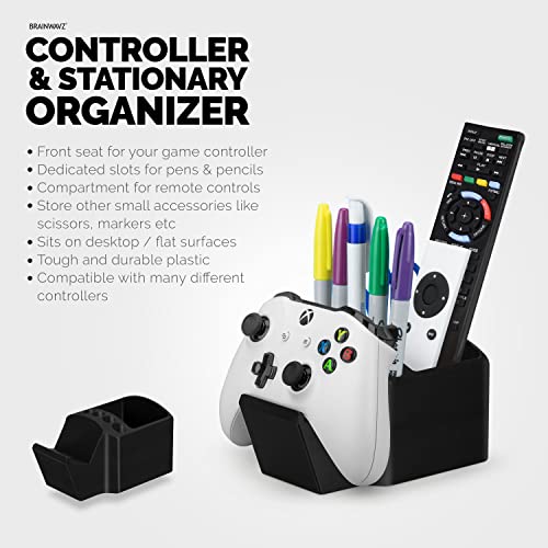 Image of BRAINWAVZ Game Controller, TV Remote Control & Pens Pencils Stationery Storage Desktop Organizer Holder, Universal Design for Xbox ONE PS5 PS4 PC Gamepads, Reduce Clutter (D04)