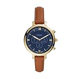 Model: Fossil Damenuhr Hybrid Smartwatch HR Monroe Edelstahl goldfarben Lederband braun, FTW7034