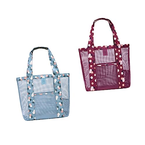 WOFASHPURET 2 Piezas bolsa de red de playa capacidad bolsa de playa de viaje totalizador bolso de playa tipo tote de malla tote de playa de malla tela oxford