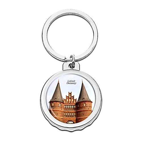 Preisvergleich Produktbild Hqiyaols Keychain Deutschland Holstentor Lübeck Cap Flaschenöffner Schlüsselbund Creative Kristall Rostfreier Stahl Schlüsselbund Reisen Andenken