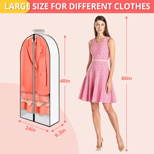 Fadoty 40" Garment Bag For Hanging Clothes 6.3" Gusseted Hanging Clothes Bag For Closet Storage Dress Coats Sweaters Suit Bag For Storage 6-Pack, White #TOP3