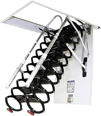 BTURYT Concertina Loft Ladder Alloy Attic Access Ladder Ceiling Attic Stairs Pull Down Attic Ladder Aluminum Magnesium Alloy Folding Telescoping Ladder