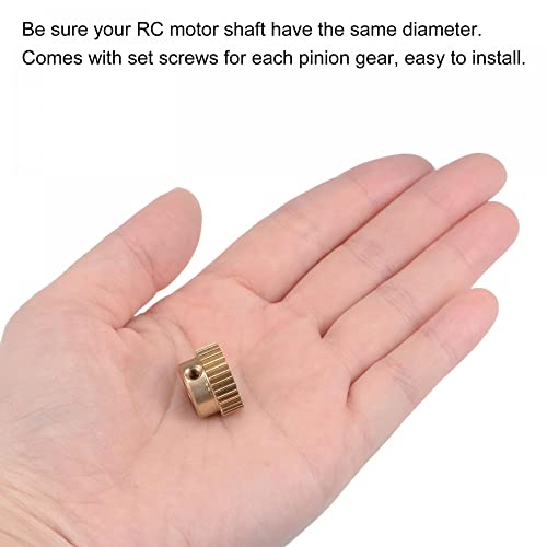 Image of uxcell Pinion Gear Set, Brass Motor Rack Straight Spur Gear with Step, 0.5 Mod 30T 6.35mm Bore 16mm Outer Dia, M3 Set Screws Included