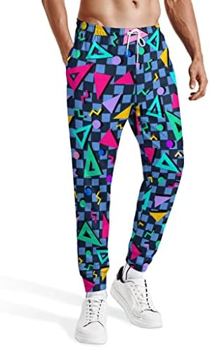 INTIGREEN 80s 90s Mens Jogger Workout Athletic Sweatpants Vintage Neon Outfit Funny Long Pants(80s-1-M)