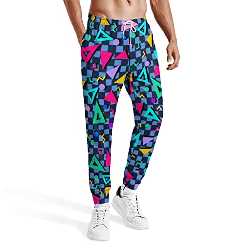 Intigreen 80S 90S Mens Jogger Workout Athletic Sweatpants Vintage Neon Outfit Funny Long Pants(80S-1-M) #TOP11