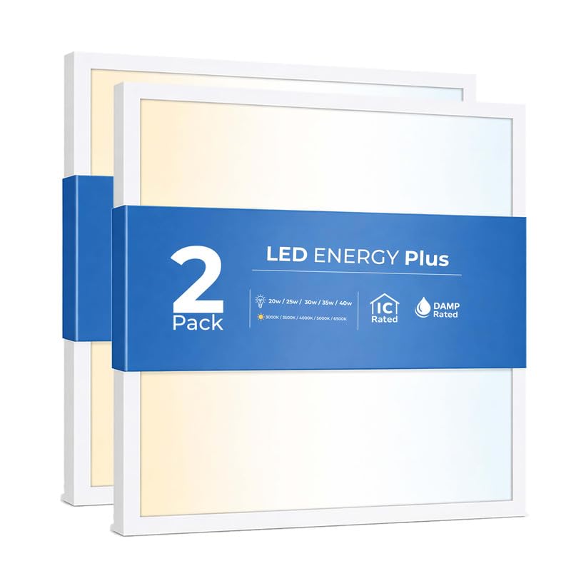 2 Pack 2x2 LED Flat Panel Light for Drop Ceiling, 5200lm