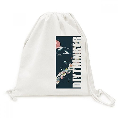 Sac a dos cordon en toile carte japonaise pour vos voyages et sorties decontractees