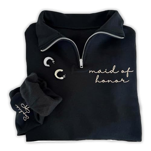 Chillever - Embroidered Maid of Honor Sweatshirt, Custom Matron of Honor Crewneck with Name, Bride to be Gifts