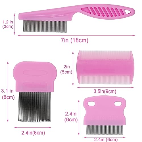 Flea Comb 4-Pieces-Pink with High Strength Teeth Pet Tear Stain Remover Combs, Dog Cat Grooming Set Effective Float Hair Remover Flea Comb 4-Pieces-Pink with High Strength Teeth Pet Tear Stain Remover Combs, Dog Cat Grooming Set Effective Float Hair Remover