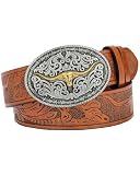 AWAYTR Cowgirl Belt, Womens Western Cowboy Belts with Longhorn Buckle